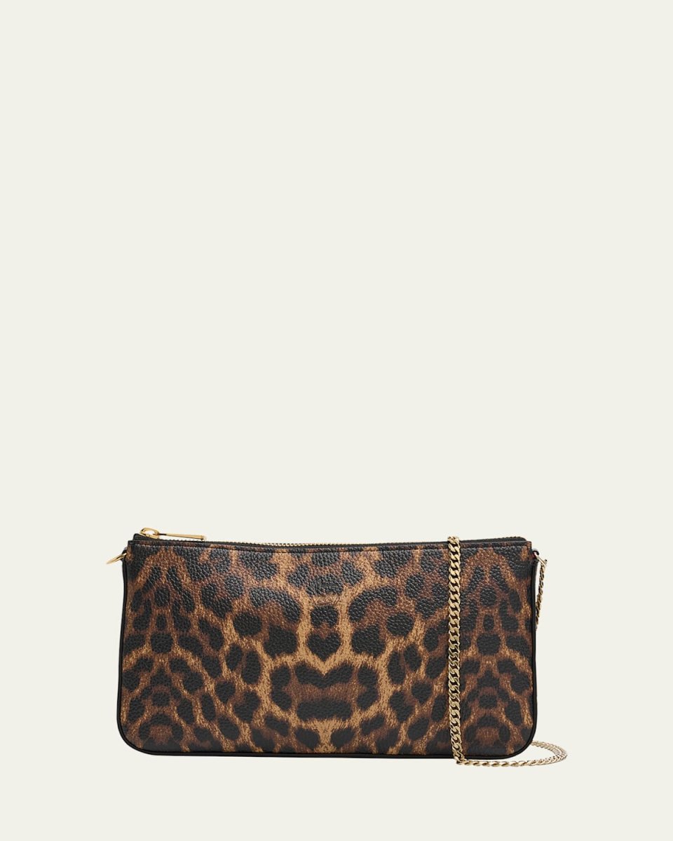 Loubila Leopard-Print Leather Pouch Bag